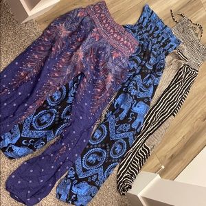 3 pairs of elephant/hippie pants from Thailand